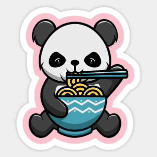 Cute Panda Eating Ramen Sticker